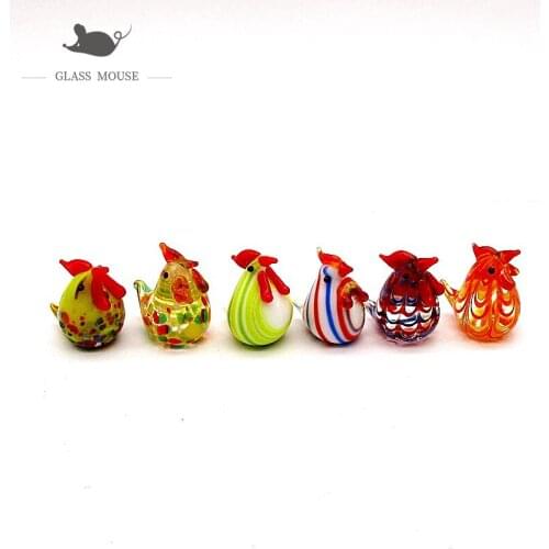 Decorative Figurines Miniature Colorful Murano Glass Chicken Japan Style Home Garden decor Cute Handmade Mini Animals Ornaments