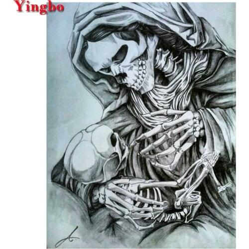 DIY diamond painting Horror skull full round square diamond embroidery halloween gift 5d cross stitch diamond mosaic painting