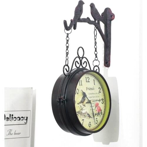 Double-Side Two Faces Wall ing Clock 8'' Clocks Home Hallway Ornaments
