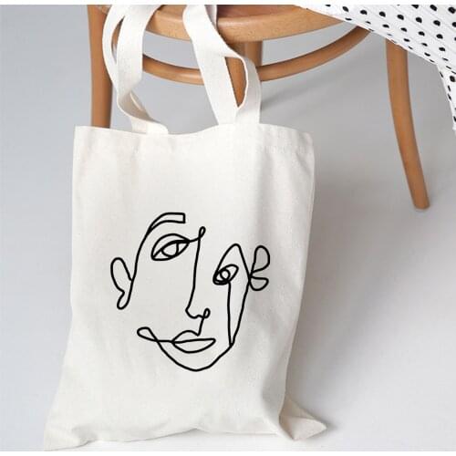 2020 New Harajuku Women Tote Canvas Bags Eco Reusable Shopping Bags Kpop Art Shoulder Bag Girls Students Casual Handbag