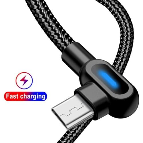 Olaf 1M 90 Degree Micro usb cable USB Type C fast charging Data sync cable for iPhone xr Samsung Huawei USB C Mobile phone cable
