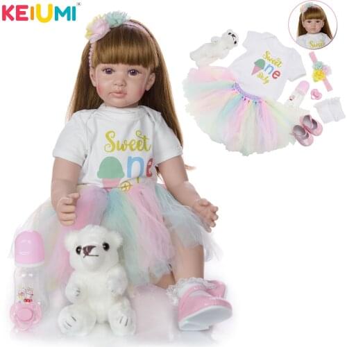 KEIUMI Cute 24 Inch Soft Silicone Vinyl Reborn Baby Doll Toy Princess Toddler Baby Girl Doll Birthday Gift Realistic Alive Baby