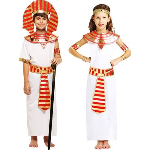 Ancient Egyptian pharaoh cleopath prince princess costume for children halloween boy suit children cosplay clothes