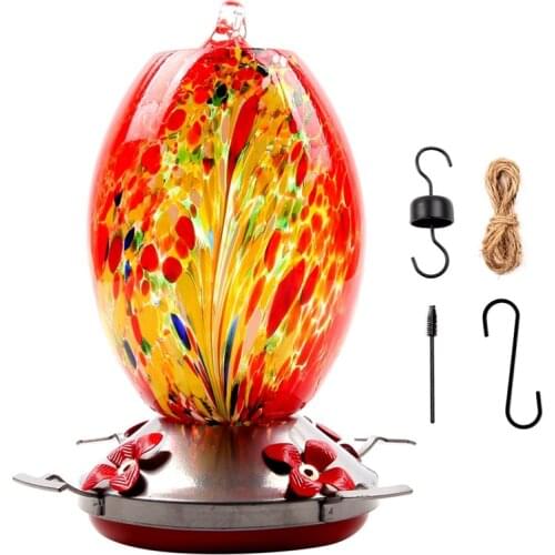 Colorful Bird Food Feeder Hand Blown Glass Feeder Drinker Water Feeding Bowl for Yard Outdoor Parrot Accessories