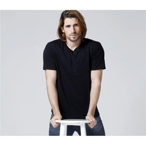 Summer mens T-shirt blank T-shirt fashion simple short sleeved cotton Lycra color T-shirt in Korea