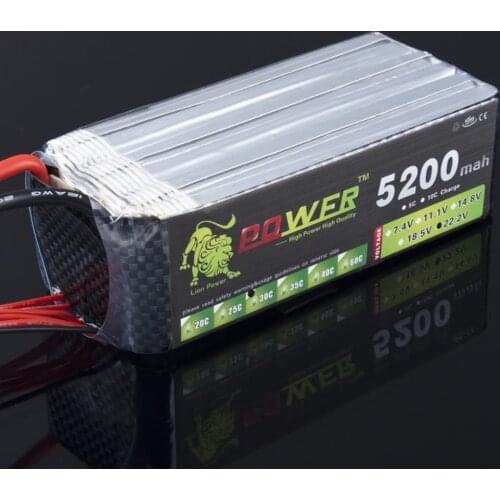 LION POWER Lipo Battery 22.2v 5200mAh 6S 30C Lipo Battery RC Helicopter RC Car Boat Quadcopter Remote Control Toys Parts