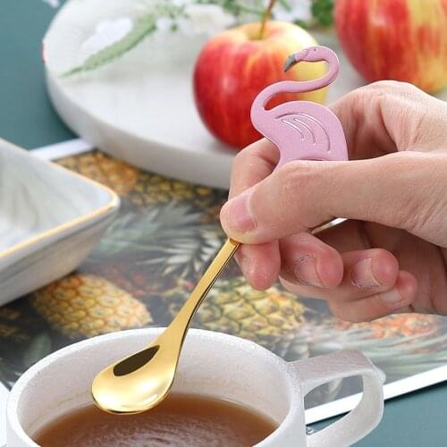 Stainless Steel Creative Flamingo Coffee Scoop Tableware Ice Cream Teaspoons Stirring Spoon Drinking Tools Party Supplies