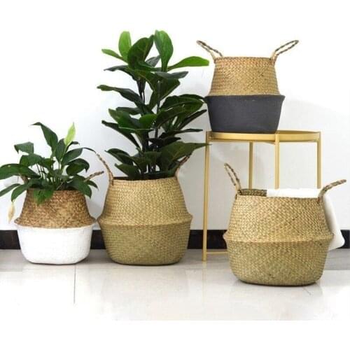 Seagrass Woven Storage Basket for Green Plant Flower Pot Organizer Dirty Clothes Storage Basket Container Toys Organizer Decor