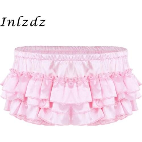 Mens Satin Panties Sissy Crossdresses Underwear Lingerie Gay Underwear Shiny Hot Skirted Satin Lingerie Crossdressing Panties