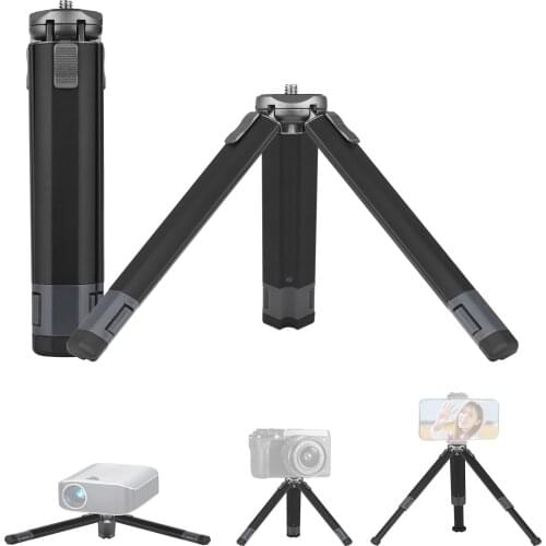 Andoer Mini Desktop Tripod Aluminum Alloy Tripod Stand 4 Levels Adjustable Height for Camera Smartphone Stabilizer Video Light