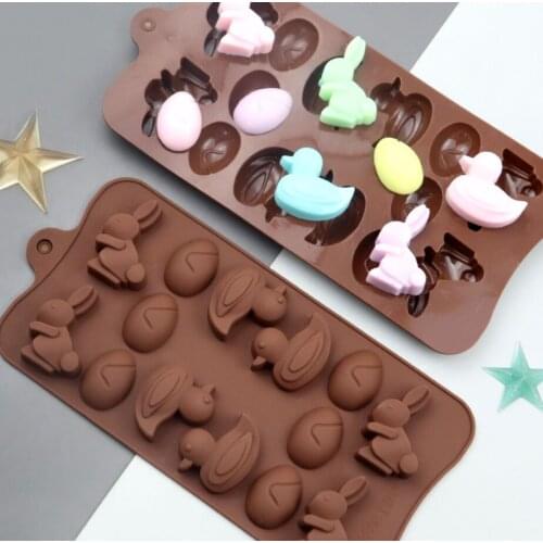 Product Name: Rabbit, Duck and Egg Chocolate Mould Product size: 21.2*10.8*1.6cm Product material: 100% food grade silicone