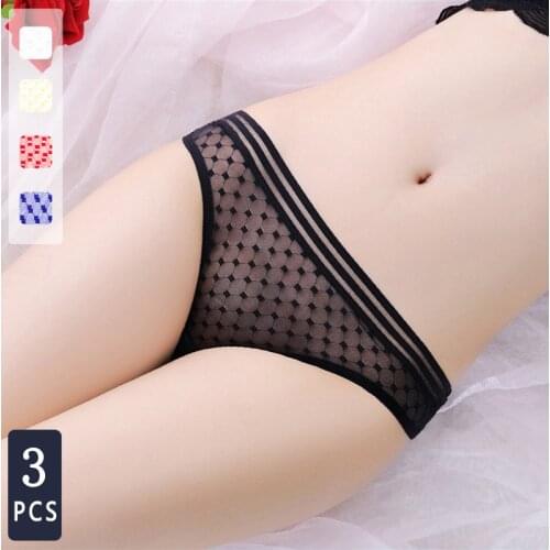 Norns Sexy sexy transparent perspective pure color jacquard mesh low waist seamless one-piece ladies panties thong