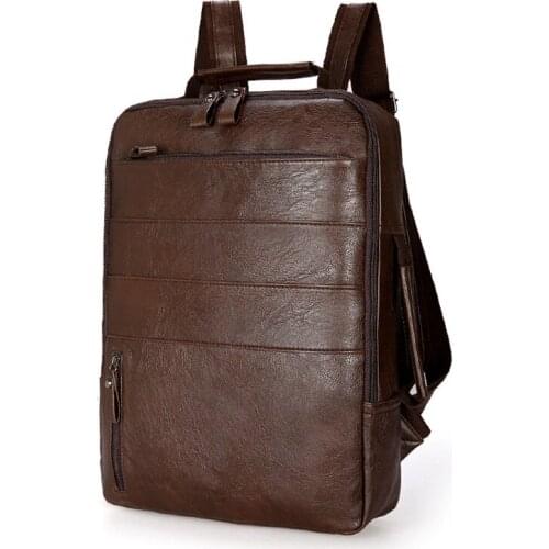 2021 New Korean style mens backpack Fashion style leather middle school student schoolbag mens bag