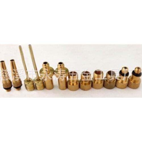 WholeSale 600pcs/lot 50sets 12in1 Pump Adaptor Set Kit 12Pcs Needle Valve Adapters Connector Foot Ball Airbed Bicycle Tyre Brass