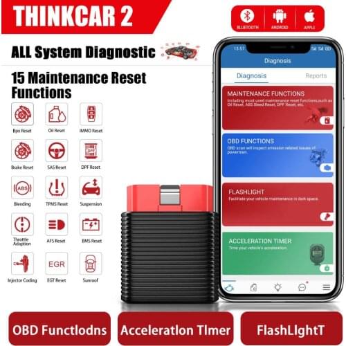 Original Thinkcar 2/ ThinkDriver Full System OBD2 Scanner Support ABS SAS Reset Services for iOS Android