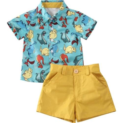 1-6Y Toddler Kids Baby Boy Clothes Sets Animal Print Shirt Tops+Pants Outfits Clothes Gentleman Party Suit