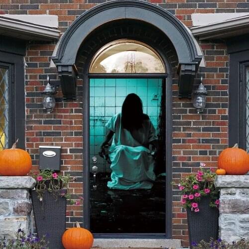 Ghosts Washroom Horror Sticker Scary Halloween Stickers Bar Dorm Bedroom Window Door Decoration 3D Creative Door Stickers
