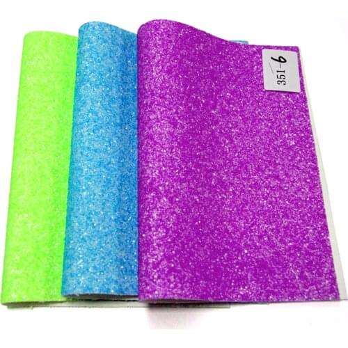 Plain Design Fluorescent Chunky Glitter Faux Leather Fabric A4 Size Sheet for Making Shoe/Bag/Hair Bow/DIY Accessories