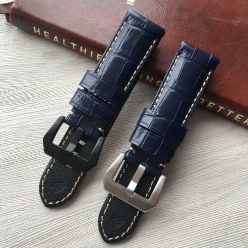 MERJUST Italian Genuine Leather Handmade Handmade yellow Band Retro Watch Straps 24mmfor PAM Man Watch Tool