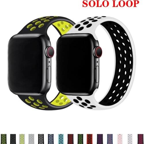 Solo Loop for Apple watch 6 SE 5/4/3/2/1 band 44mm 40mm 42mm 38mm Elastic Silicone wristband Breathable rubber band for iwatch