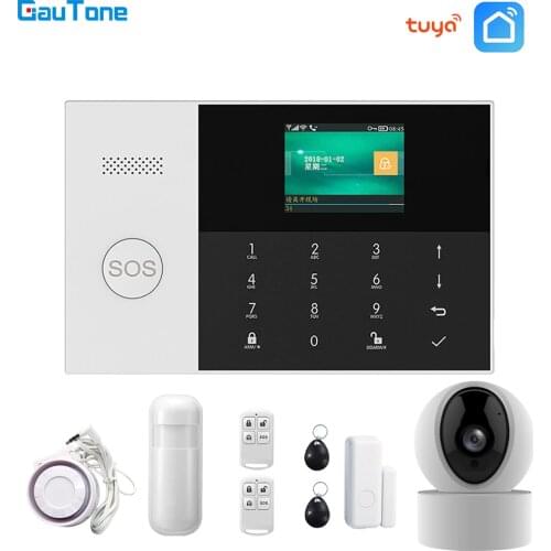GauTone PG-105 WIFI GSM Alarm System 433MHz Home Security Alarm Smart Kits RFID PIR Motion Detector with IP Camera APP Control