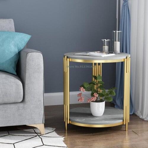 Nordic Side Table Marble Rock Plate Sofa Corner Table Light Luxury Bedside Table Living Room Tea Table Balcony Small Round Table