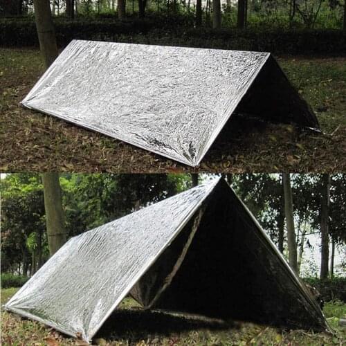 150cm*240cm Folding Emergency Blanket Survival Shelter Portable Camping SOS Shelter Mylar Emergency Tube Tent First Aid Gear