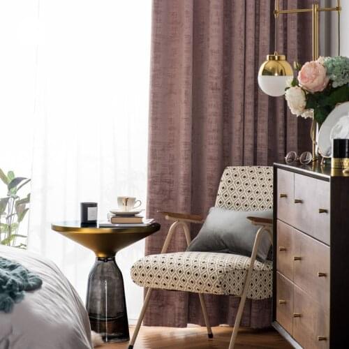 Light Luxury Purple Flannel Blackout Curtains for Bedroom Living Room Curtains Luxury Home Decor Solid Color Pink Gray Curtains
