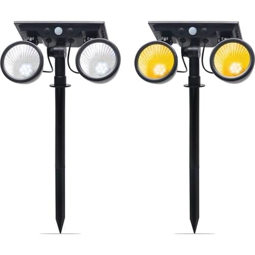 PIR Motion Sensor Alarm Lamp Solar Outdoor Super Bright Security Wall Dual Head Spotlights Adjustable Light Sensor Light