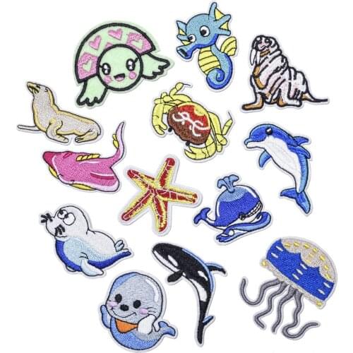 High Quality New Childrens Cartoon Embroidery Fish Marine Animal Series Patch DIY Clothes Bag Decoration Embroidery Patch
