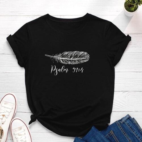 Ladies Fashion Tee Shirt Tops Clothes Camisetas Mujer Feather Letter Print Women T Shirt Short Sleeve O Neck Loose Women Tshirt