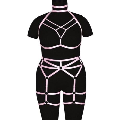 Full Body Harness Punk Goth Festival Rave Harajuku Neck Bondage Cage Bra Bralette Adjustable Fetish Corset Plus Size Women