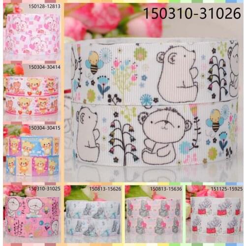 10yards -different sizes -lively cartoon bear ribbon printed Grosgrain ribbon