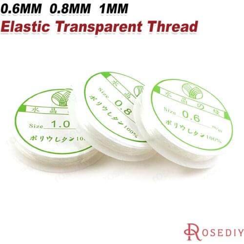 B090)3 pieces 0.6mm 0.8mm 1mm Elastic Transparent Thread for Bracelet Beads Making Jewelry Accessories Wholesale