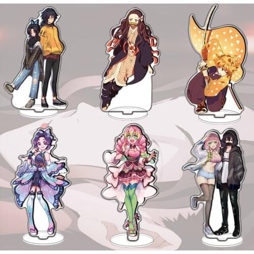 CreativitAnime Demon Slayer Keychain Child Figure Uzui Tengen Stand Card Rengoku Kyoujurou Tsuyuri Kanawo Fashion Desk Standsing