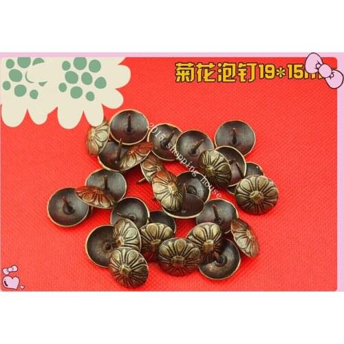 19mm*15mm Chrysanthemum bronze color iron Upholstery Nail Jewelry Box Wall Door Sofa Furniture Decorative Tack Stud Pushpin