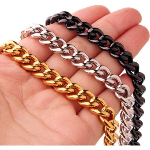 9mm Wide Wholesale 316L Stainless Steel Silver Color/Gold/Black Metal Link Chain Gift Mens Womens Necklace 7-40inch Hotsale