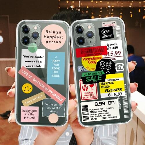 Barcode label fashion Phone Case For iPhone 12 11 Pro X XR XS MAX 7 8 6 Plus 5 SE For iPhone 12 mini silicone protective sleeve