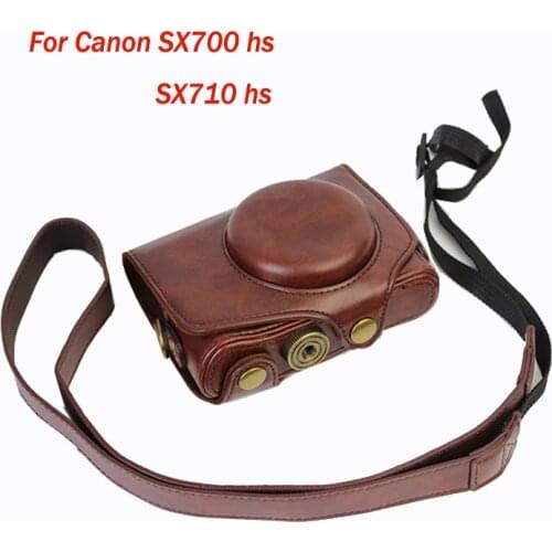 PU Leather Camera Case Bag For canon PowerShot SX700 hs SX710 HS digital cover pouch with shoulder strap
