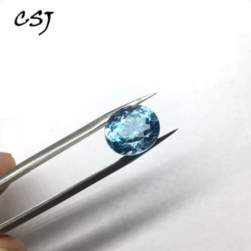 CSJ Real Natural Sky Topaz Loose Gemstone Oval Cut For Diy Fine Jewelry 925 Silver Gold Mounting Ring