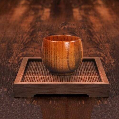 Wooden Coffee Cup Portable Rubber Wooden Tea Milk Cup Drinking Cup Drinker Handmade Juice Lemon Tea Cup Gift Japanese Style Cup
