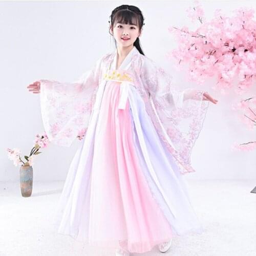 Kids Hanfu girls Chinese style kids clothing full chest under skirt costume cherry blossom fairy hanfu princess dress cosplay