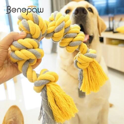 Benepaw Durable 6 Knot Dog Rope Toy For Aggressive Chewers Interactive Safe Teeth Cleaning Puppy Toys For Medium Large Dogs Pet