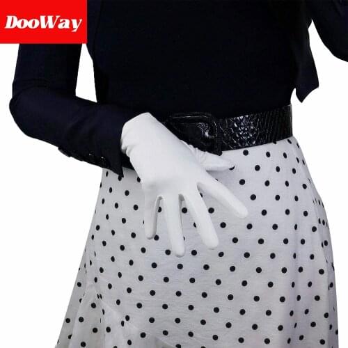 DooWay Womens Short Dress Gloves Faux Suede Winter Soft Warm for Driving Costume Party White 21cm