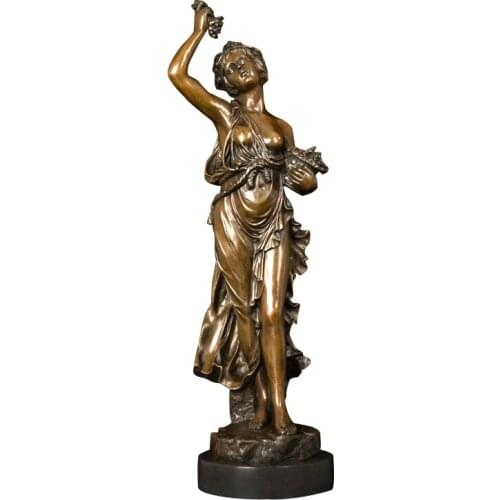 DS-411 Modern Artwork Decor Young Girl With Grape Bronze Statues Handmade Female Bronze Sculptures Figurines For Home Decoration