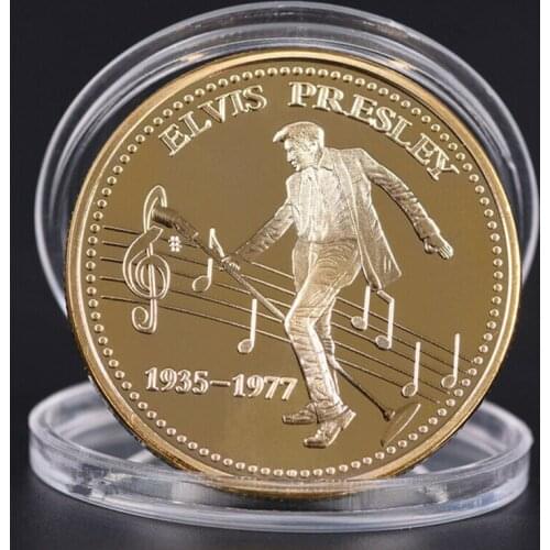 Elvis Presley 1935-1977 The King of N Rock Roll Gold Art Commemorative Coin Gift