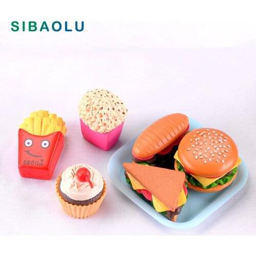 Hamburg Snacks Miniature Figurine DIY House Accessories Doll home Decoration Simulation plastic Pretend Play toys