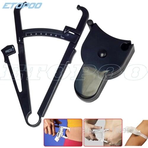 Black Body Fat Monitor Skinfold Caliper Fat Tester Measurement Tape With Measurement Chart Weight Lose Slimming Measure Tool