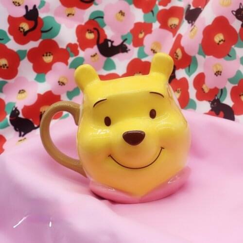 Disney cute cartoon Pooh bear ceramic mug Winnie the Pooh three-dimensional pattern mug coffee cup