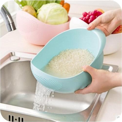 Kitchen Washing Rice Filter Fruit Draining Basket Washing Rice Basin Plastic Draining Washing Basket Kitchen Tool Storage Box